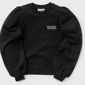 GANNI PUFF SHOULDER SWEATSHIRT IN BLACK (XS)